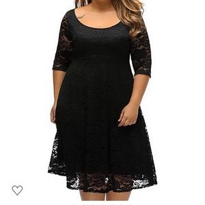 Black floral lace swing dress 3/4 sleeve 3XL 18-20